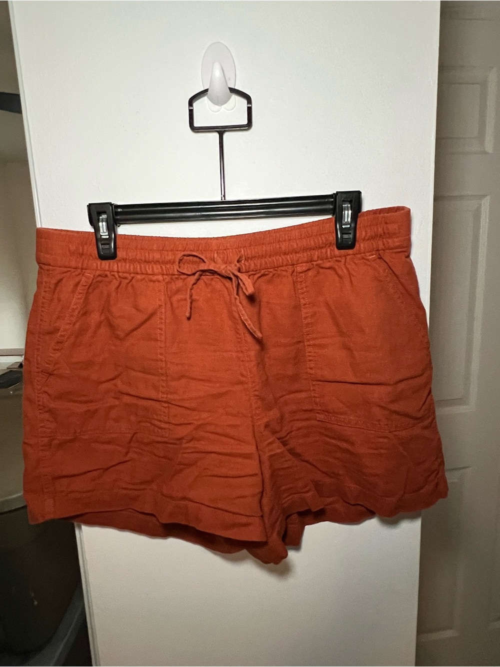 J. Crew Women's Drawstring Linen-Blend Shorts in Rust Orange